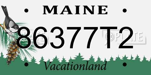 86377T2 Maine License Plate