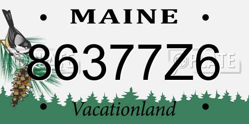 86377Z6 Maine License Plate