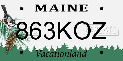 863KOZ Maine License Plate