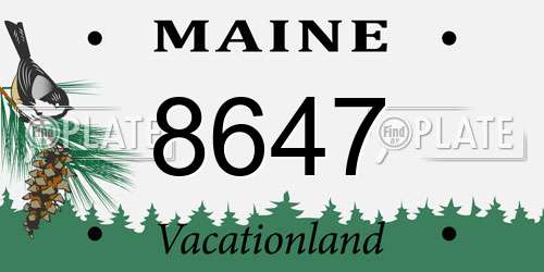 8647 Maine License Plate