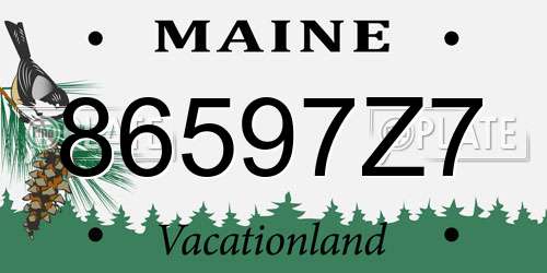 86597Z7 Maine License Plate