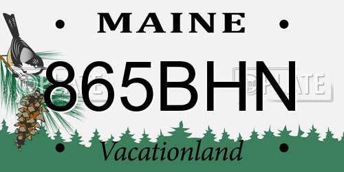 865BHN Maine License Plate