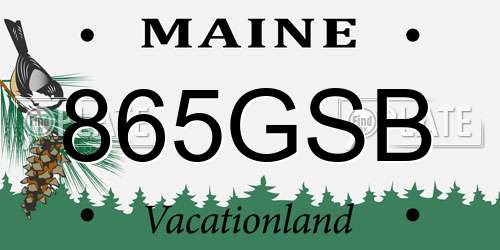 865GSB Maine License Plate