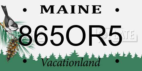 865OR5 Maine License Plate