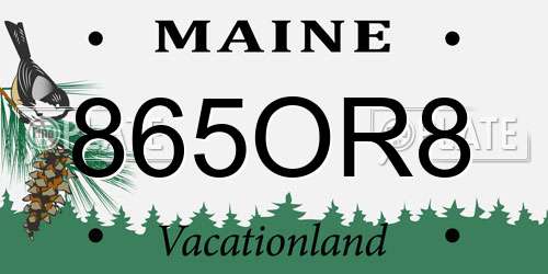 865OR8 Maine License Plate