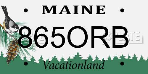 865ORB Maine License Plate