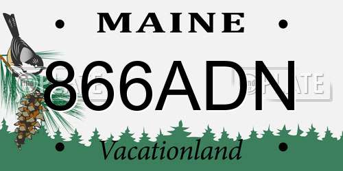 866ADN Maine License Plate