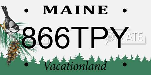 866TPY Maine License Plate