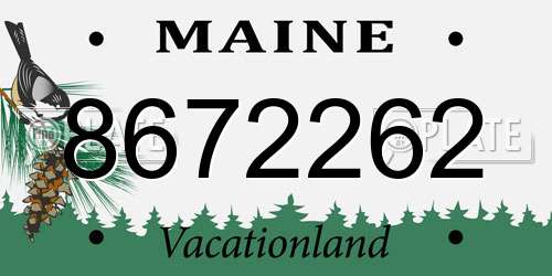 8672262 Maine License Plate