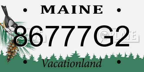 86777G2 Maine License Plate