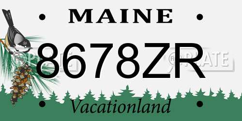 8678ZR Maine License Plate