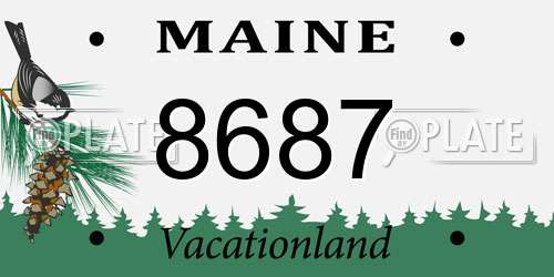 8687 Maine License Plate