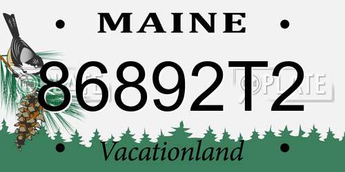 86892T2 Maine License Plate