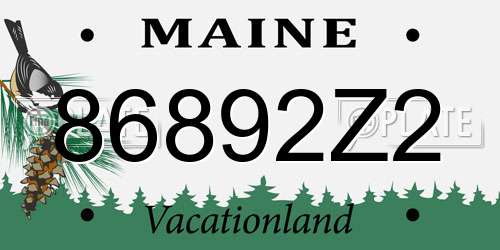 86892Z2 Maine License Plate