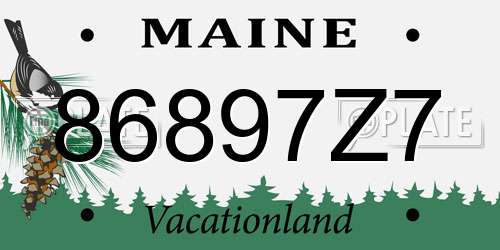 86897Z7 Maine License Plate