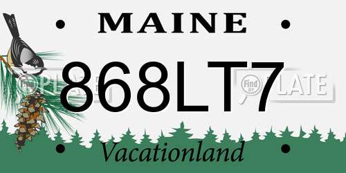 868LT7 Maine License Plate