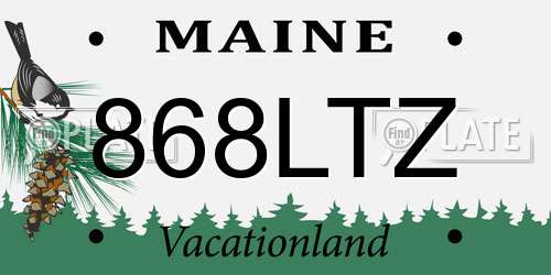 868LTZ Maine License Plate