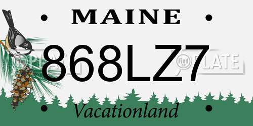 868LZ7 Maine License Plate