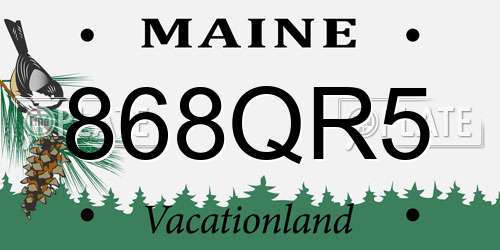 868QR5 Maine License Plate