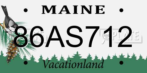 86AS712 Maine License Plate