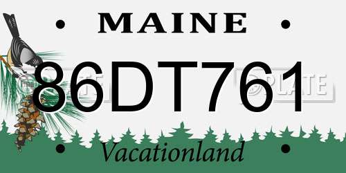 86DT761 Maine License Plate