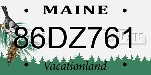 86DZ761 Maine License Plate
