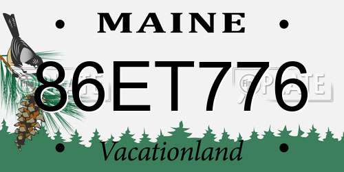 86ET776 Maine License Plate