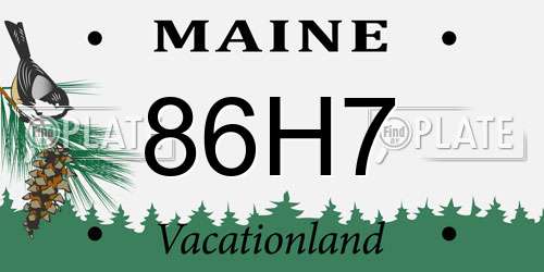 86H7 Maine License Plate