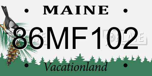 86MF102 Maine License Plate