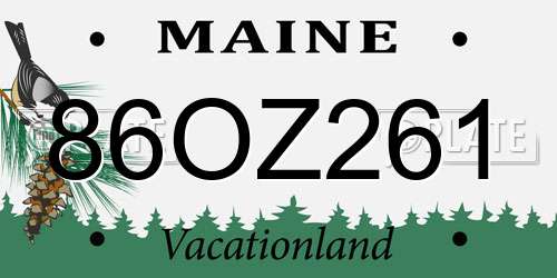 86OZ261 Maine License Plate
