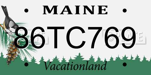 86TC769 Maine License Plate