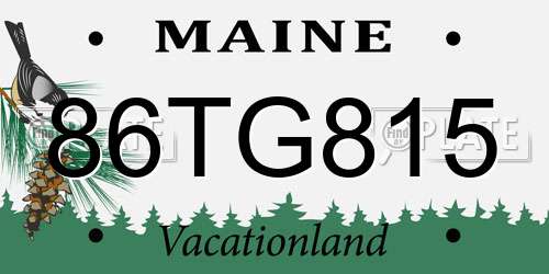 86TG815 Maine License Plate