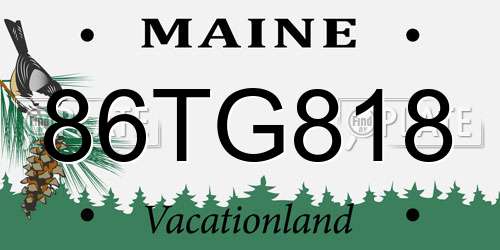 86TG818 Maine License Plate