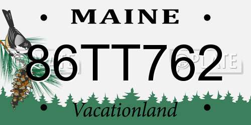 86TT762 Maine License Plate