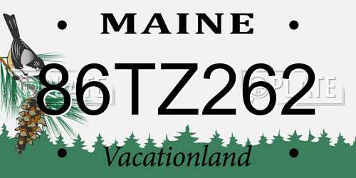 86TZ262 Maine License Plate