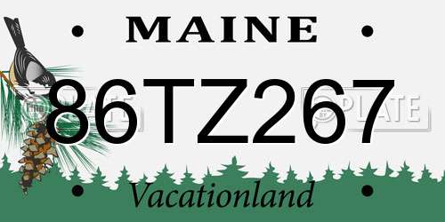 86TZ267 Maine License Plate