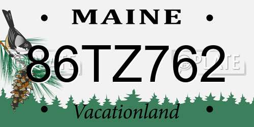 86TZ762 Maine License Plate