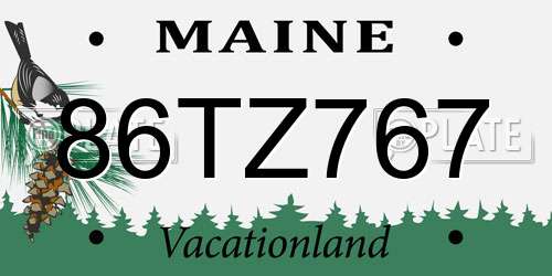 86TZ767 Maine License Plate