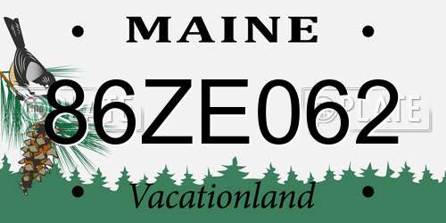 86ZE062 Maine License Plate