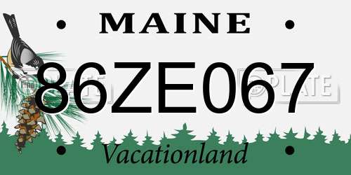 86ZE067 Maine License Plate