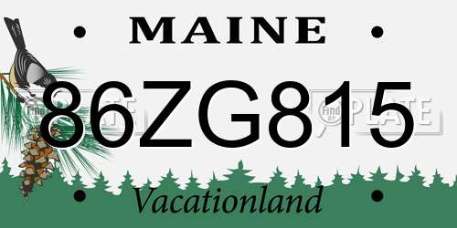 86ZG815 Maine License Plate