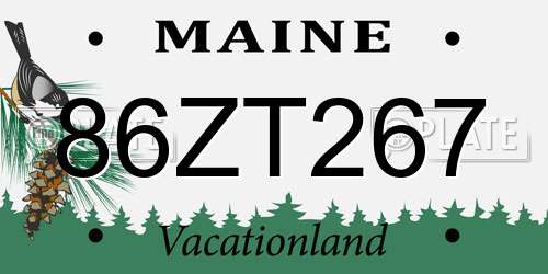 86ZT267 Maine License Plate