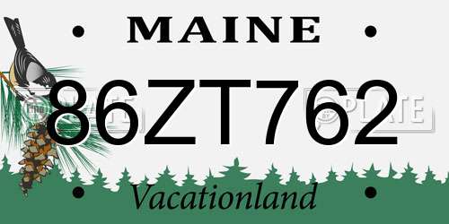 86ZT762 Maine License Plate