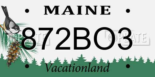 872BO3 Maine License Plate