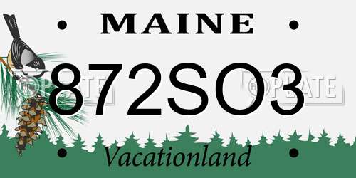 872SO3 Maine License Plate