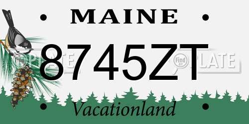 8745ZT Maine License Plate