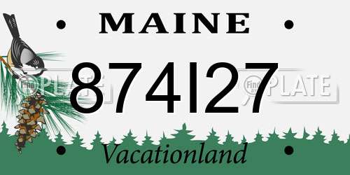 874I27 Maine License Plate