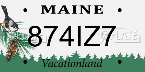 874IZ7 Maine License Plate