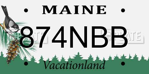 874NBB Maine License Plate