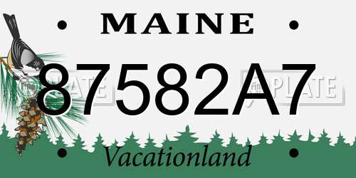 87582A7 Maine License Plate